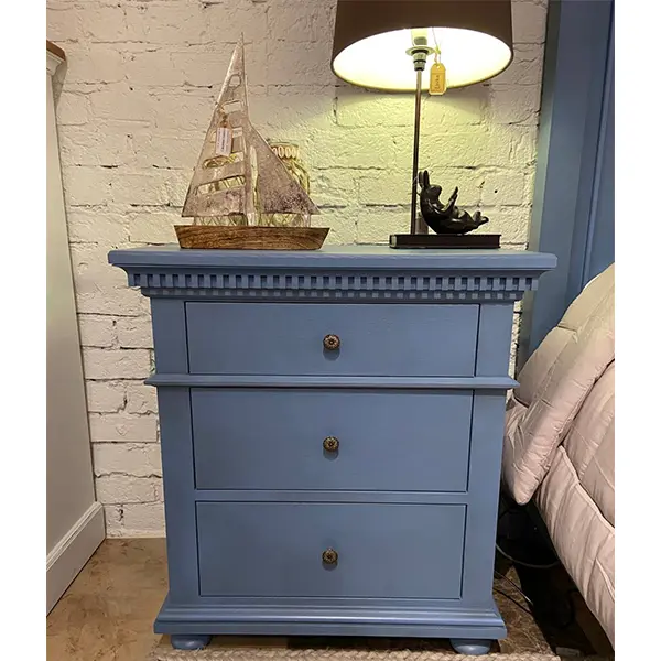 Тумбочка прикроватная с ящиками 70 Сент-Джеймс блэк, Морской антик с состариванием,с направляющими