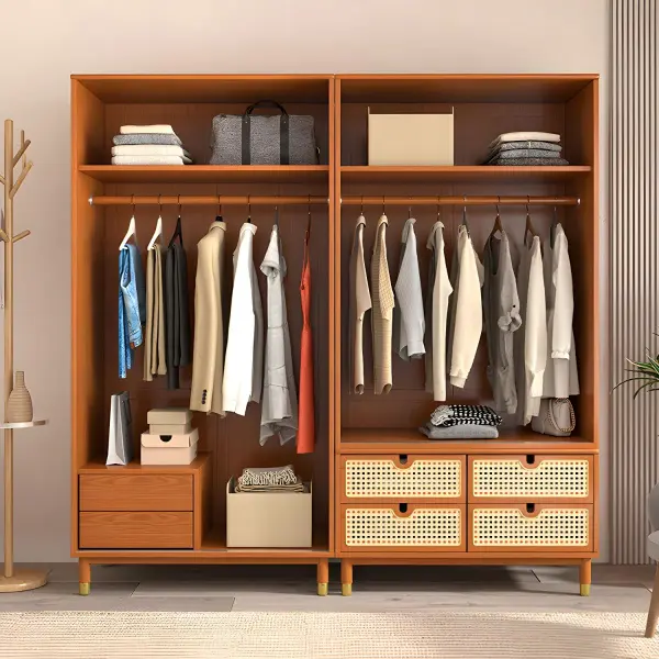 Платяной шкаф двухстворчатый с прозрачными дверями и ящиками Твигги