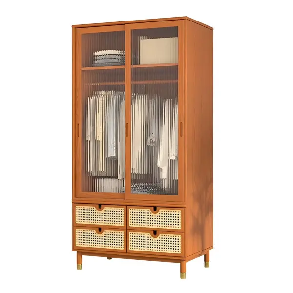 Платяной шкаф двухстворчатый с прозрачными дверями и ящиками Твигги