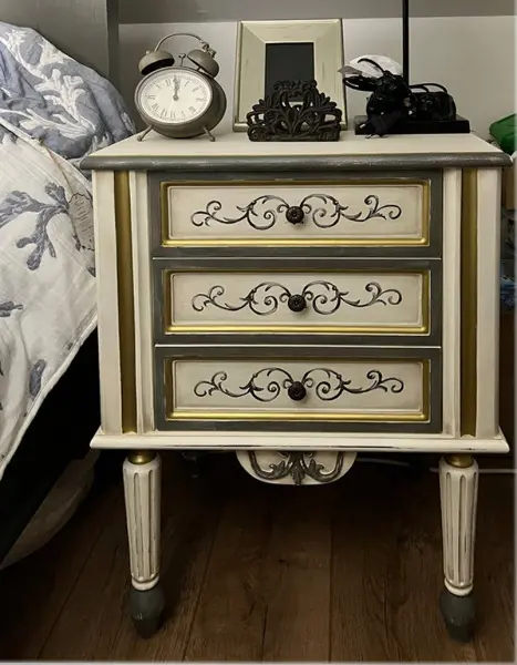 Тумбочка прикроватная Бергамо Романтик, молочный антик,с росписью,без направляющих