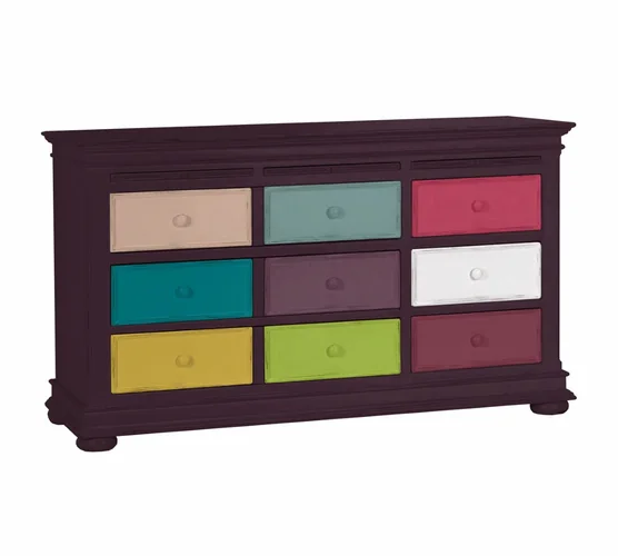 Комод из массива 6 разноцветных ящиков Нордик